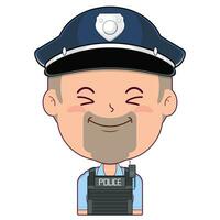 Polizist Lächeln Gesicht Karikatur süß vektor