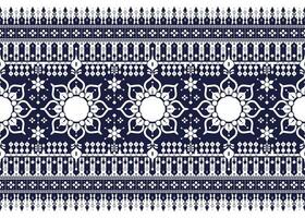 geometrisk och blomma etnisk tyg mönster på blå bakgrund för trasa matta tapet bakgrund omslag etc. vektor