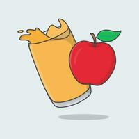 äpple juice tecknad serie vektor illustration. färsk äpple juice platt ikon översikt