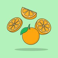 Orange Früchte Karikatur Vektor Illustration. frisch Orange Früchte eben Symbol Gliederung