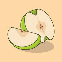 Scheibe von Grün Apfel Karikatur Vektor Illustration. frisch Apfel Obst eben Symbol Gliederung