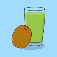 Kiwi Saft mit Obst im Glas Karikatur Vektor Illustration. Kiwi Saft eben Symbol Gliederung