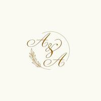 Initialen aa Hochzeit Monogramm Logo mit Blätter und elegant kreisförmig Linien vektor