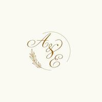 Initialen ae Hochzeit Monogramm Logo mit Blätter und elegant kreisförmig Linien vektor