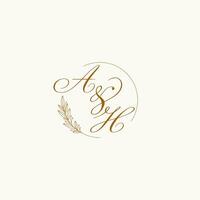 Initialen Ah Hochzeit Monogramm Logo mit Blätter und elegant kreisförmig Linien vektor