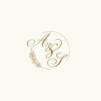 Initialen wie Hochzeit Monogramm Logo mit Blätter und elegant kreisförmig Linien vektor