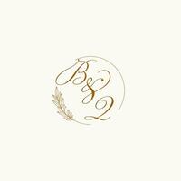 Initialen bq Hochzeit Monogramm Logo mit Blätter und elegant kreisförmig Linien vektor