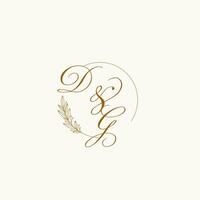 Initialen dg Hochzeit Monogramm Logo mit Blätter und elegant kreisförmig Linien vektor