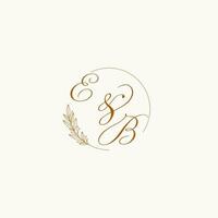 Initialen eb Hochzeit Monogramm Logo mit Blätter und elegant kreisförmig Linien vektor