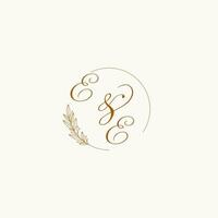 Initialen ee Hochzeit Monogramm Logo mit Blätter und elegant kreisförmig Linien vektor