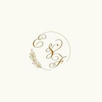 Initialen ef Hochzeit Monogramm Logo mit Blätter und elegant kreisförmig Linien vektor