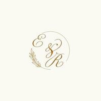 Initialen äh Hochzeit Monogramm Logo mit Blätter und elegant kreisförmig Linien vektor