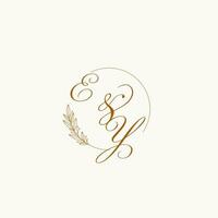 Initialen ey Hochzeit Monogramm Logo mit Blätter und elegant kreisförmig Linien vektor