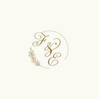 Initialen zB Hochzeit Monogramm Logo mit Blätter und elegant kreisförmig Linien vektor