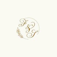 Initialen fs Hochzeit Monogramm Logo mit Blätter und elegant kreisförmig Linien vektor