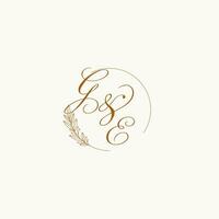 Initialen ge Hochzeit Monogramm Logo mit Blätter und elegant kreisförmig Linien vektor