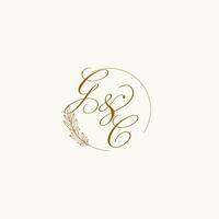 Initialen gc Hochzeit Monogramm Logo mit Blätter und elegant kreisförmig Linien vektor