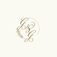 Initialen gg Hochzeit Monogramm Logo mit Blätter und elegant kreisförmig Linien vektor