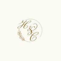 Initialen hc Hochzeit Monogramm Logo mit Blätter und elegant kreisförmig Linien vektor