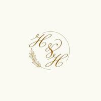 Initialen hh Hochzeit Monogramm Logo mit Blätter und elegant kreisförmig Linien vektor