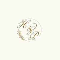 Initialen hp Hochzeit Monogramm Logo mit Blätter und elegant kreisförmig Linien vektor