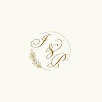 Initialen ip Hochzeit Monogramm Logo mit Blätter und elegant kreisförmig Linien vektor