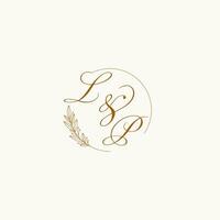 Initialen lp Hochzeit Monogramm Logo mit Blätter und elegant kreisförmig Linien vektor