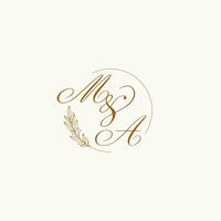 Initialen ma Hochzeit Monogramm Logo mit Blätter und elegant kreisförmig Linien vektor