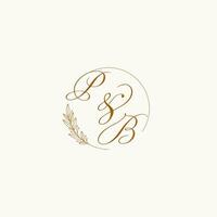 Initialen pb Hochzeit Monogramm Logo mit Blätter und elegant kreisförmig Linien vektor