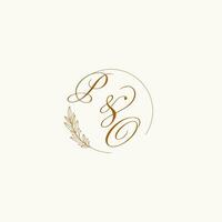 Initialen po Hochzeit Monogramm Logo mit Blätter und elegant kreisförmig Linien vektor