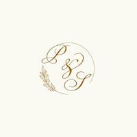 Initialen ps Hochzeit Monogramm Logo mit Blätter und elegant kreisförmig Linien vektor