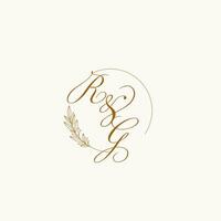 Initialen rg Hochzeit Monogramm Logo mit Blätter und elegant kreisförmig Linien vektor