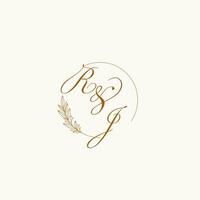 Initialen rj Hochzeit Monogramm Logo mit Blätter und elegant kreisförmig Linien vektor