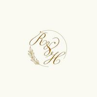 Initialen rh Hochzeit Monogramm Logo mit Blätter und elegant kreisförmig Linien vektor