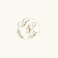 Initialen sf Hochzeit Monogramm Logo mit Blätter und elegant kreisförmig Linien vektor