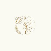 Initialen Toilette Hochzeit Monogramm Logo mit Blätter und elegant kreisförmig Linien vektor