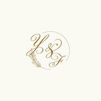 Initialen yf Hochzeit Monogramm Logo mit Blätter und elegant kreisförmig Linien vektor