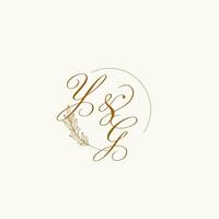 Initialen yg Hochzeit Monogramm Logo mit Blätter und elegant kreisförmig Linien vektor