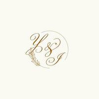 Initialen yi Hochzeit Monogramm Logo mit Blätter und elegant kreisförmig Linien vektor