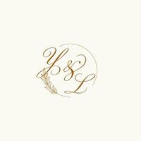 Initialen yl Hochzeit Monogramm Logo mit Blätter und elegant kreisförmig Linien vektor