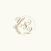 Initialen yq Hochzeit Monogramm Logo mit Blätter und elegant kreisförmig Linien vektor