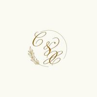 Initialen cx Hochzeit Monogramm Logo mit Blätter und elegant kreisförmig Linien vektor