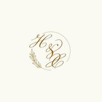 Initialen hx Hochzeit Monogramm Logo mit Blätter und elegant kreisförmig Linien vektor