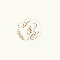 Initialen sx Hochzeit Monogramm Logo mit Blätter und elegant kreisförmig Linien vektor