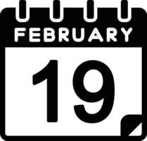 19 februari glyf ikon vektor
