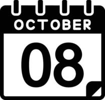 8 oktober glyf ikon vektor