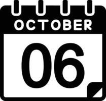 6 Oktober Glyphe Symbol vektor