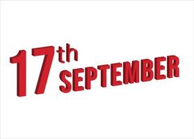 17 .. September , Täglich Kalender Zeit und Datum Zeitplan Symbol. modern Design, 3d Wiedergabe. Weiß Hintergrund. vektor