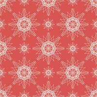vektor sömlös årgång mönster av abstrakt vit lacy blommor på ljus röd bakgrund