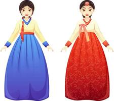 traditionell Koreanisch Hanbok im Blau auf transparent Hintergrund.. grell Vektor Illustration